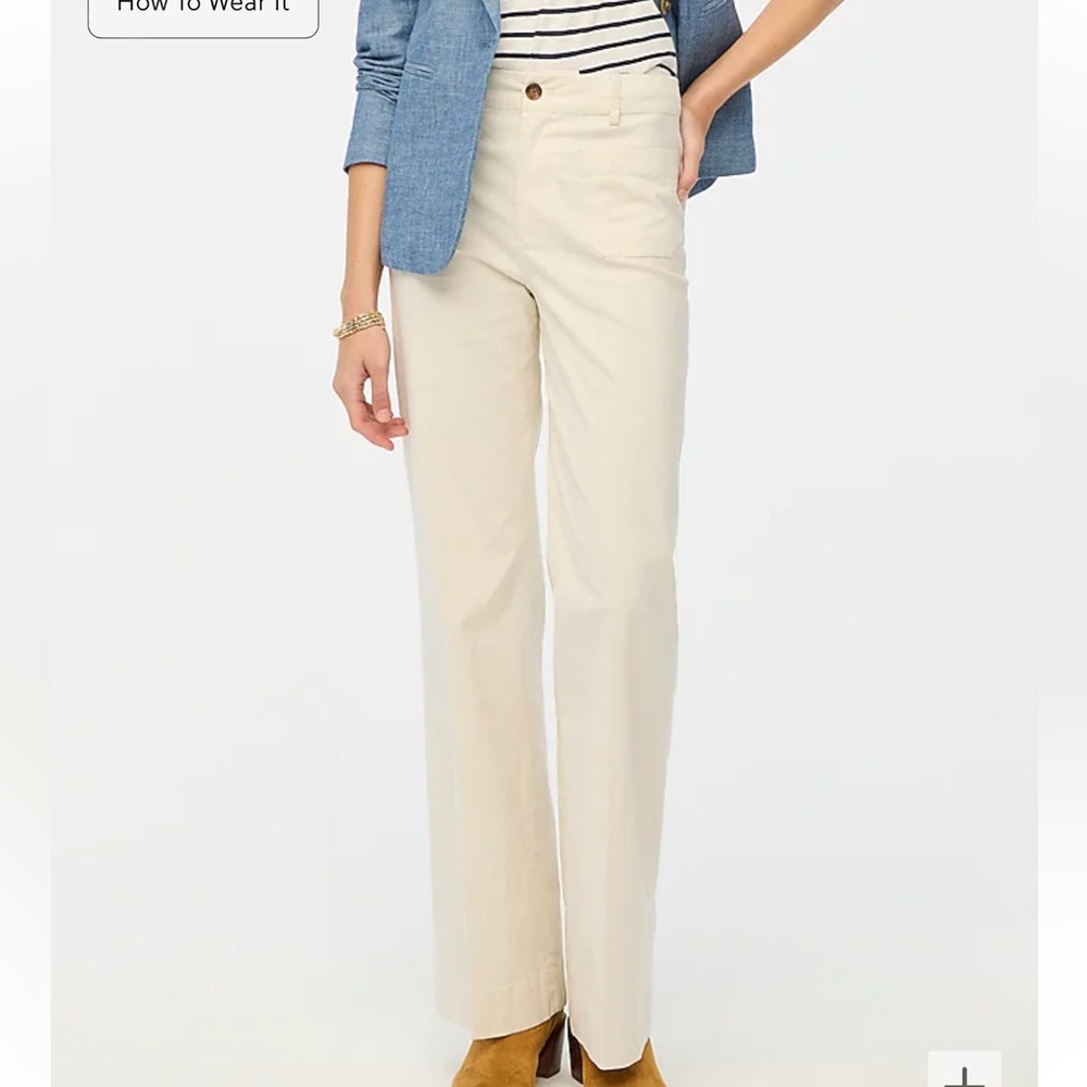 NWT J Crew Lizzie high-rise patch-pocket wide-leg pant natural size 35 3X